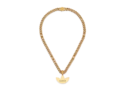 adidas x GUCCI Gourmette Necklace With Trefoil Pendant "Yellow Gold"