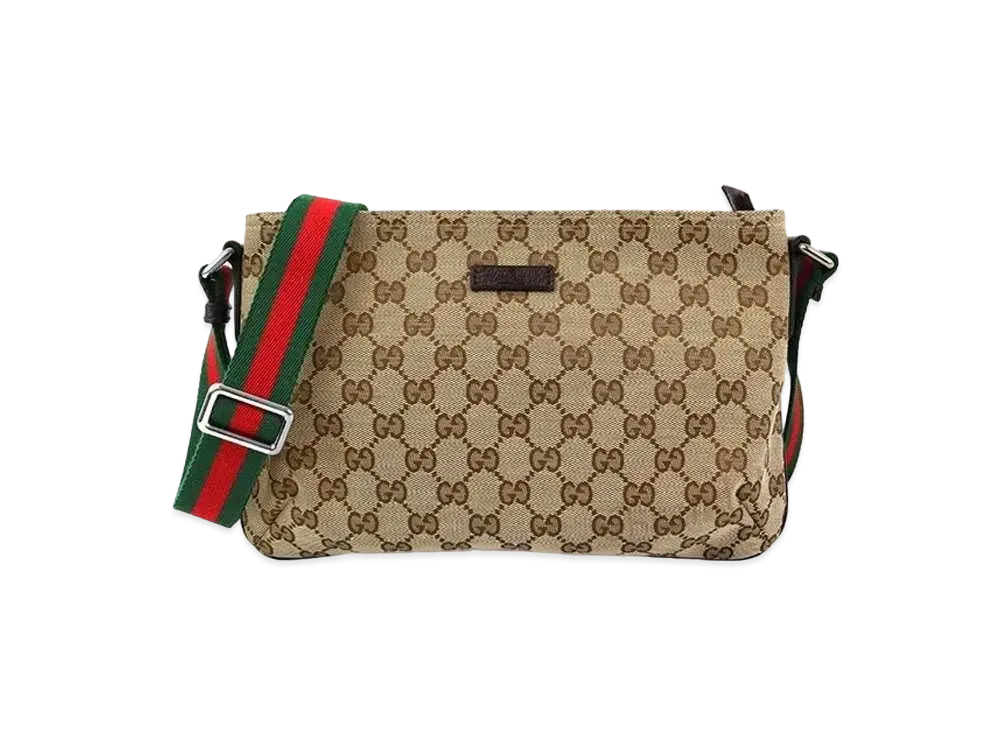 GUCCI GG Canvas Webbing Line Shoulder Bag "Beige"