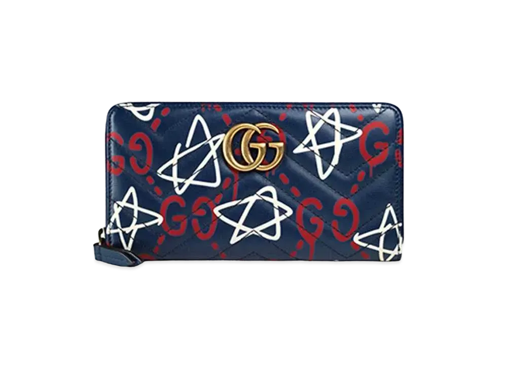 GUCCI Ghost Zip Around Wallet "Navy"