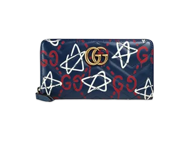 GUCCI Ghost Zip Around Wallet "Navy"