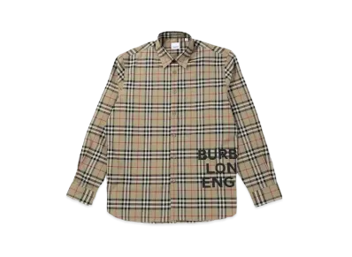 Burberry Logo Print Check Shirt "Archive Beige"
