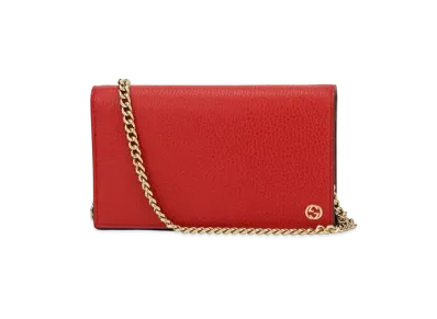 GUCCI Dollar Calf Chain Wallet "Red"