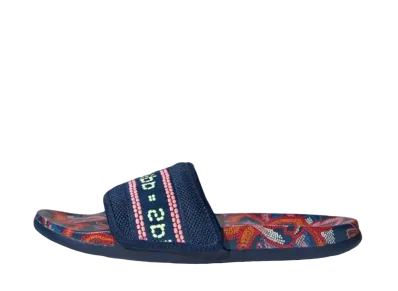 adidas Women's Adilette Comfort Slides "Mystery Blue/Highreso Yellow/Mystery Blue"