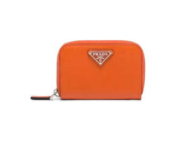 PRADA Saffiano Triangle Coin Case "Orange"
