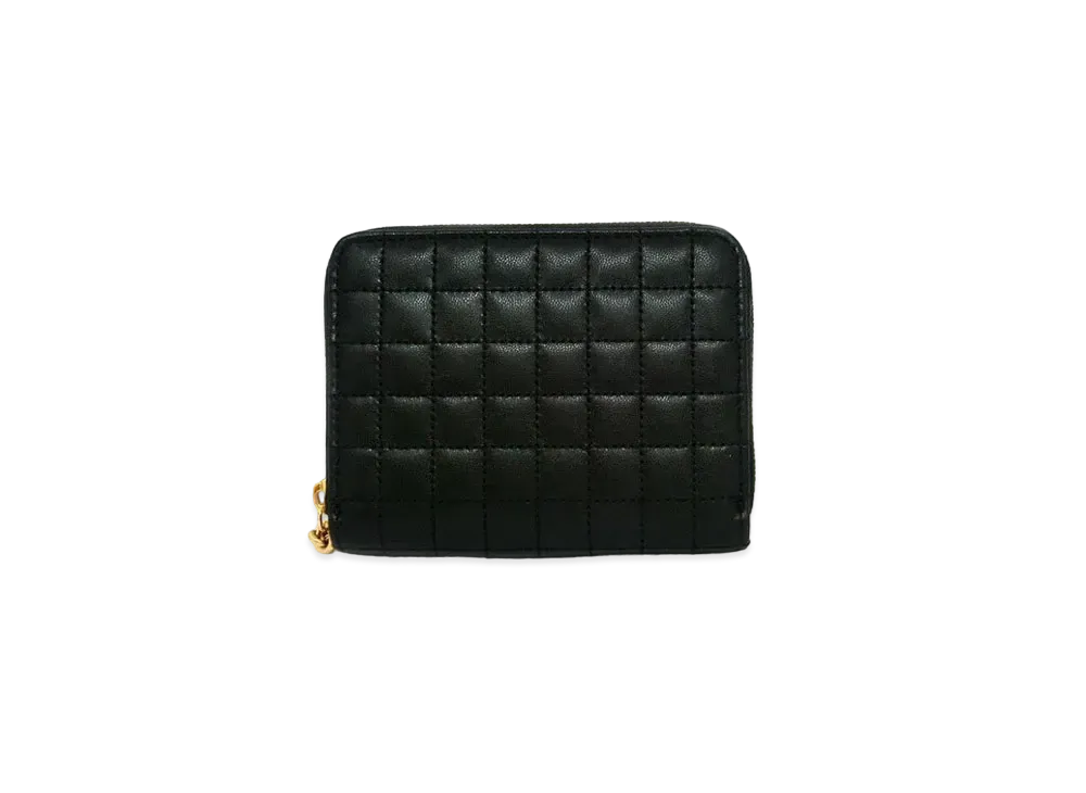 CELINE C charm Quilted Compact Zipped Wallet "Black"