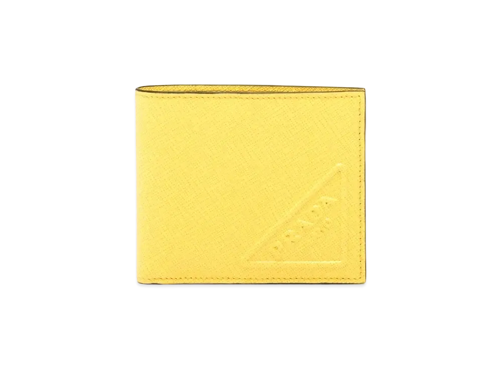 PRADA Saffiano Leather Wallet With Coin Pocket "Yellow"