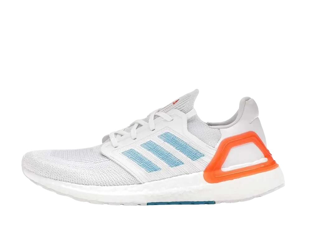 アディダス ウルトラブースト 20 "ホワイト シャープ ブルー トゥルー オレンジ"