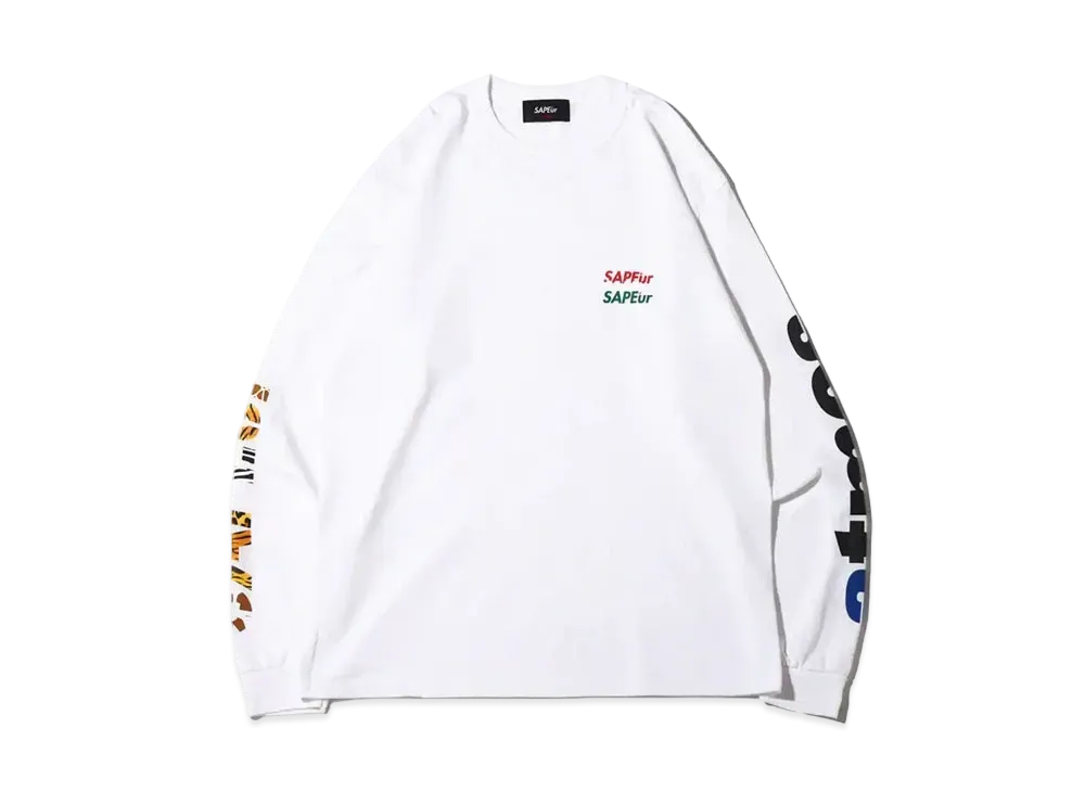 SAPEur Night Safari Sleeve Logo L/S T-Shirt "White"