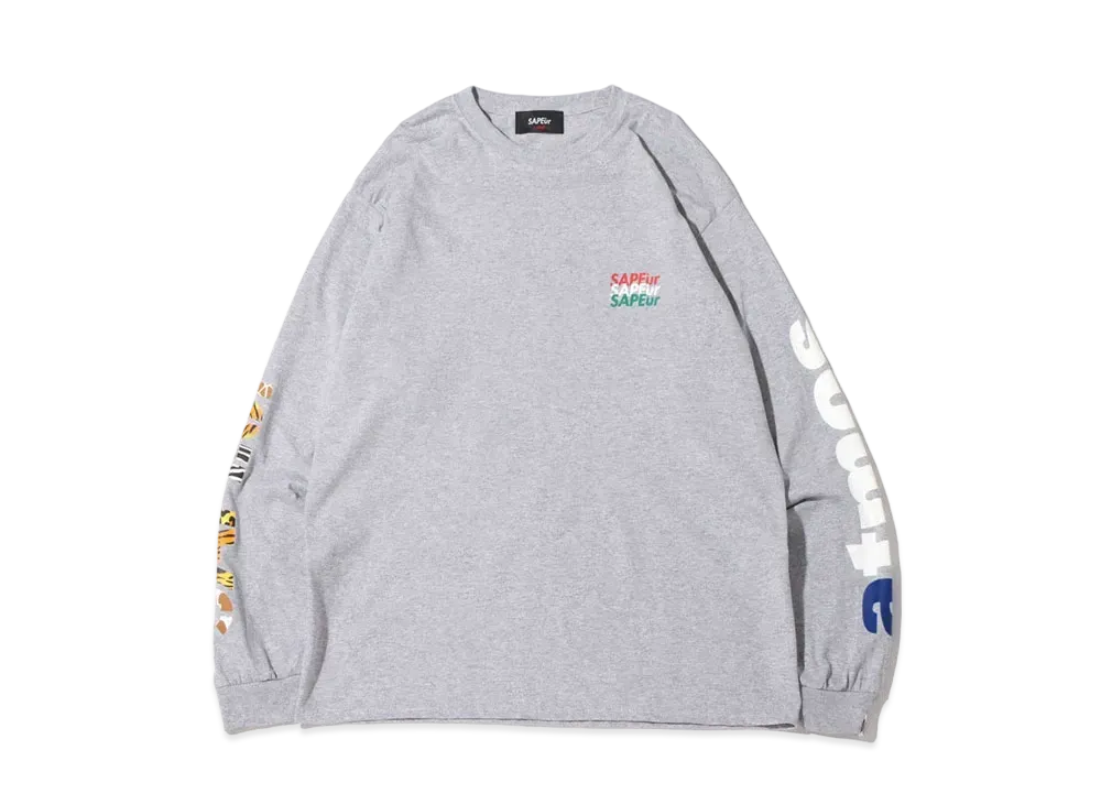 SAPEur Night Safari Sleeve Logo L/S T-Shirt "Gray"