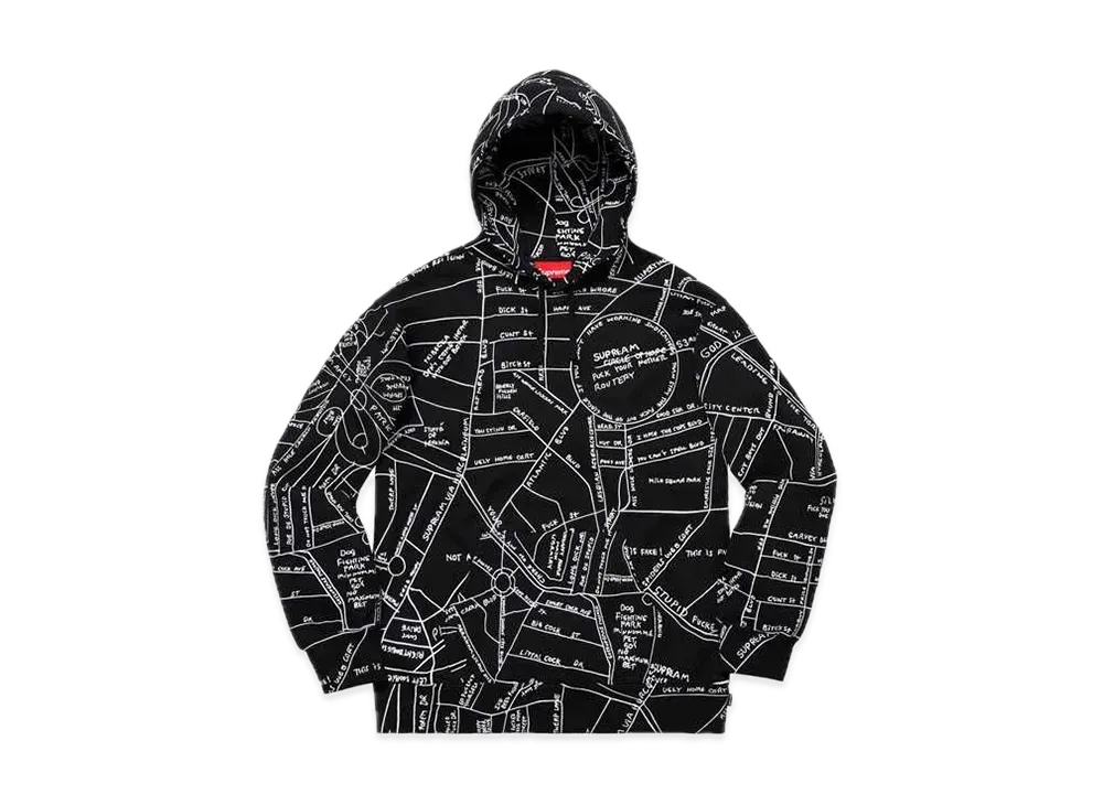 Supreme Gonz Embroidered Map Hooded Sweatshirt "Black"