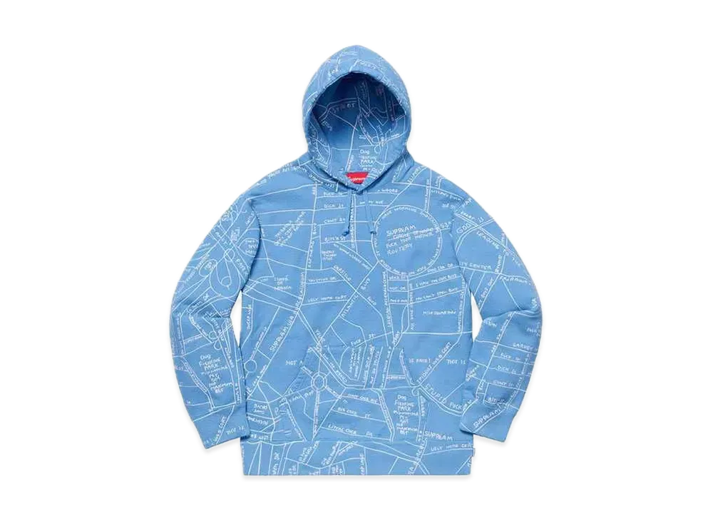 Supreme Gonz Embroidered Map Hooded Sweatshirt "Columbia Blue"