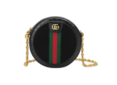 GUCCI Ophidia Mini Round Shoulder Bag "Black Suede"