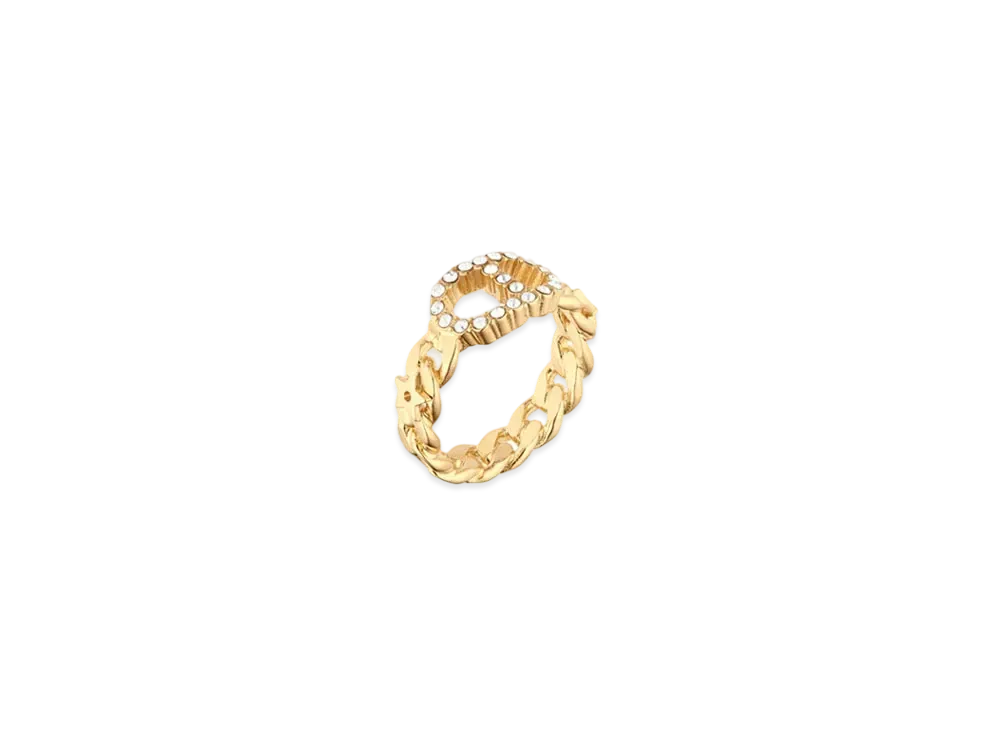 Dior CLAIR D LUNE RING Gold-Finish Metal and White Crystals "Gold"