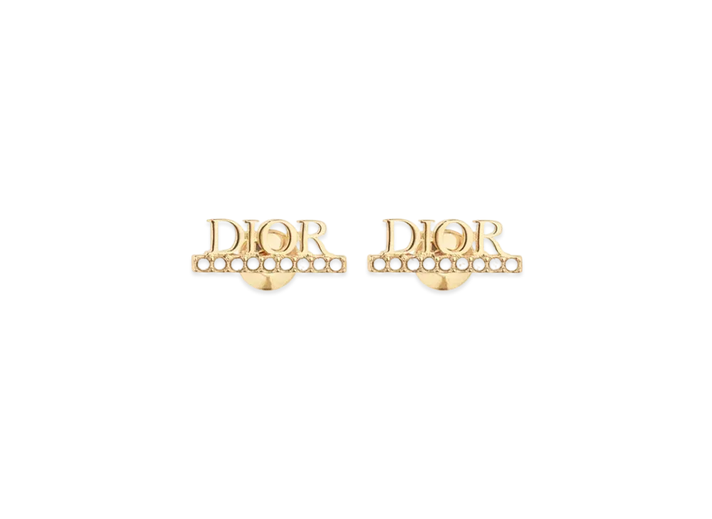 Dior Dior(r)evolution Stud Earrings Gold-Finish Metal and White Crystals "Gold/White"