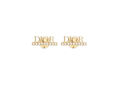 Dior Dior(r)evolution Stud Earrings Gold-Finish Metal and White Crystals "Gold/White"