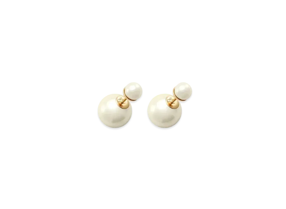 Dior Tribales Earrings Gold-Finish Metal and White Resin Pearls "Gold"