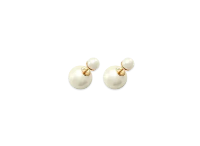 Dior Tribales Earrings Gold-Finish Metal and White Resin Pearls "Gold"