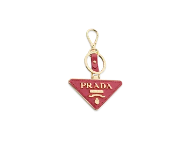 PRADA Triangle Saffiano Key Ring "Peonia"