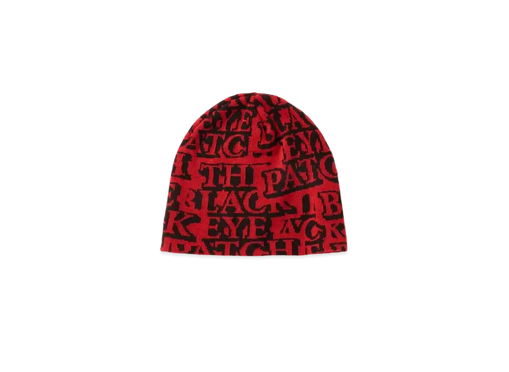 BlackEyePatch Sticker Covered Single Beanie "Red"