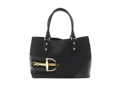 GUCCI GG Canvas Horsebit Tote Bag "Black"