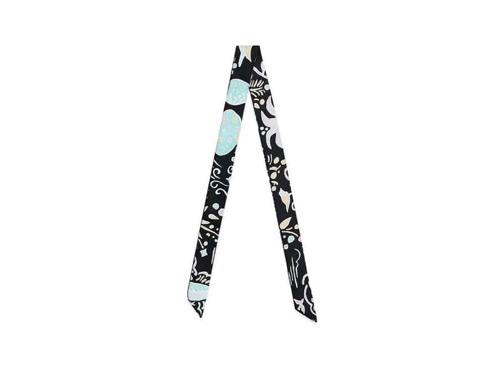 Hermes Isola di Primavera doll twilly "Noir/Vert/Rose"