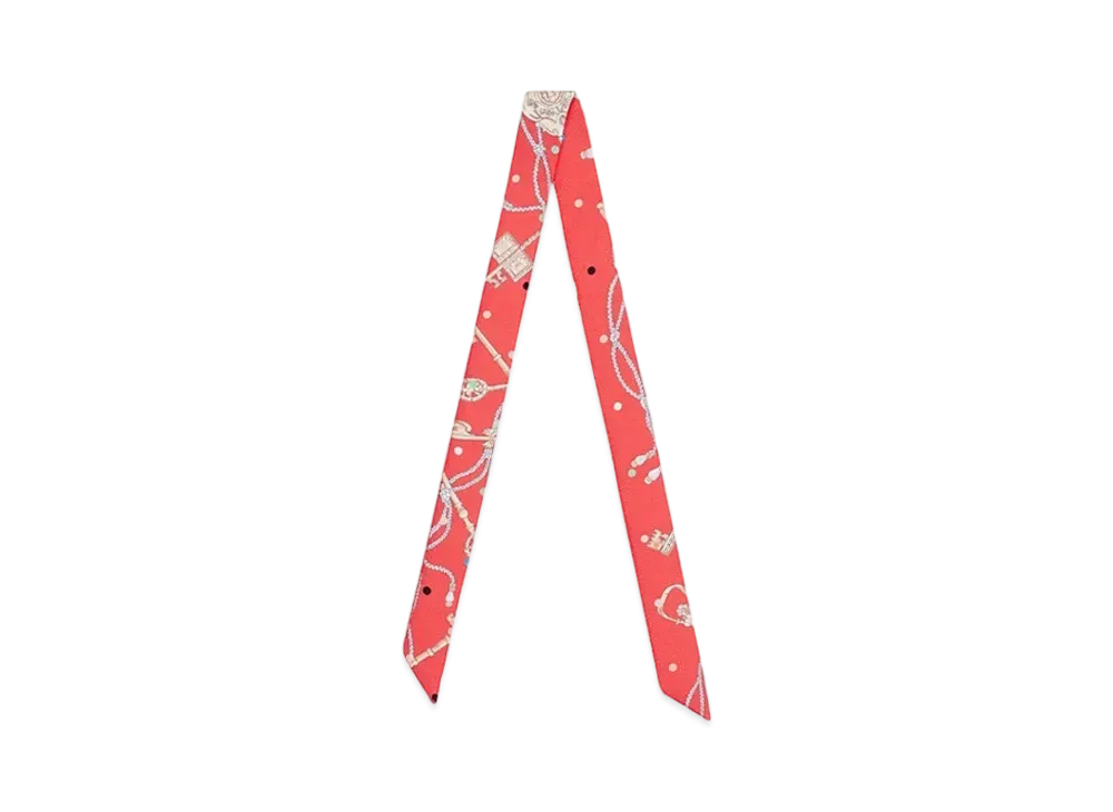 Hermes Les Cles a Pois doll twilly "Grenadine/Beige/Multicolore"