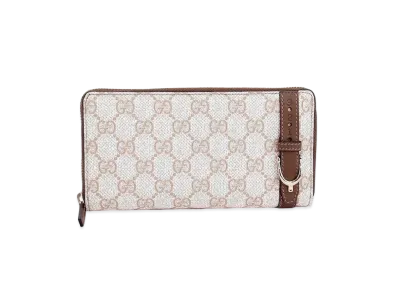 GUCCI Gucci Nice GG Plus Zip Around Wallet "White/Brown"