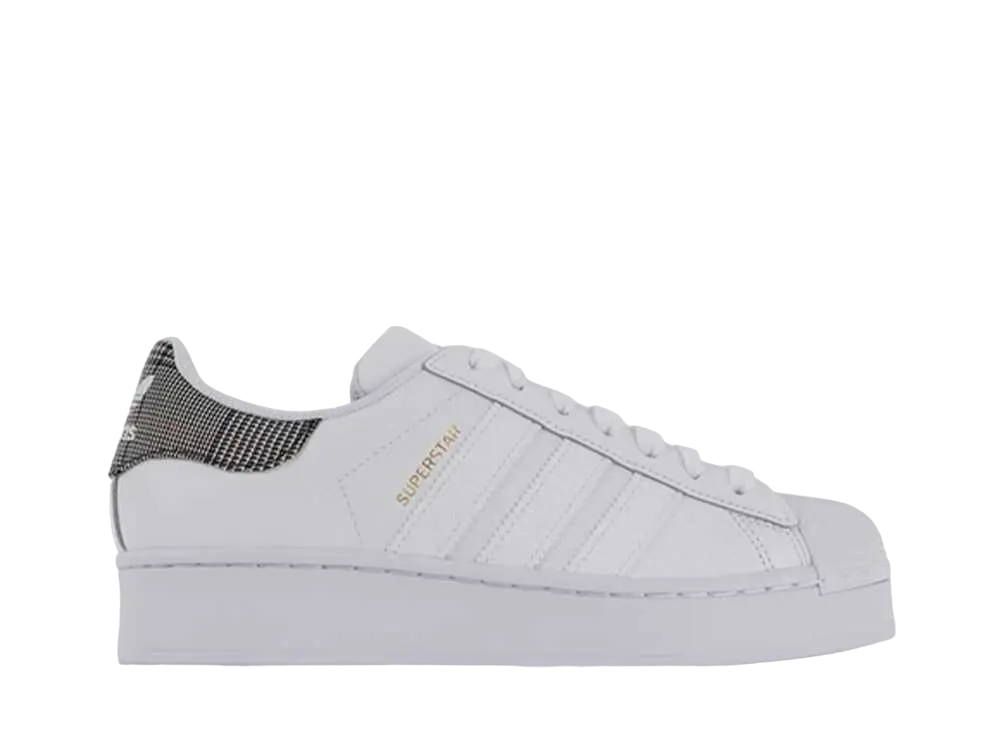 adidas Women's Superstar Bold Houndstooth Heel Print "Cloud White/Cloud White/Gold Metallic"