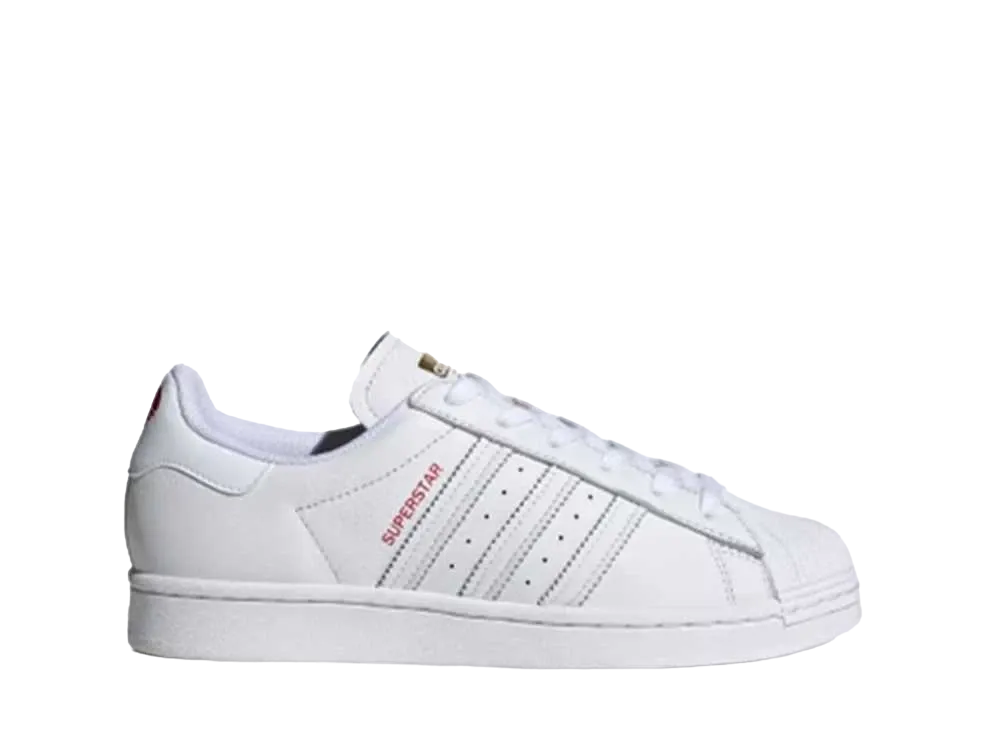 adidas Women's Superstar Valentine's Day "Cloud White/Scarlet/Gold Metallic"