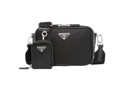 PRADA Brique Re-Nylon and Leather Bag "Black"