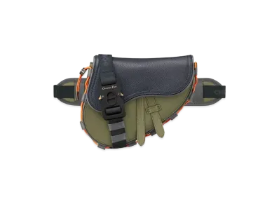 Dior x Sacai Saddle Mini Bag Technical Fabric & Grained Calafskin "Khaki"