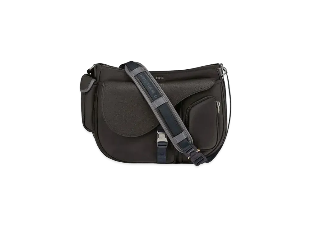 Dior x Sacai Saddle SoftBag Technical Fabric & Grained Calafskin "Black"