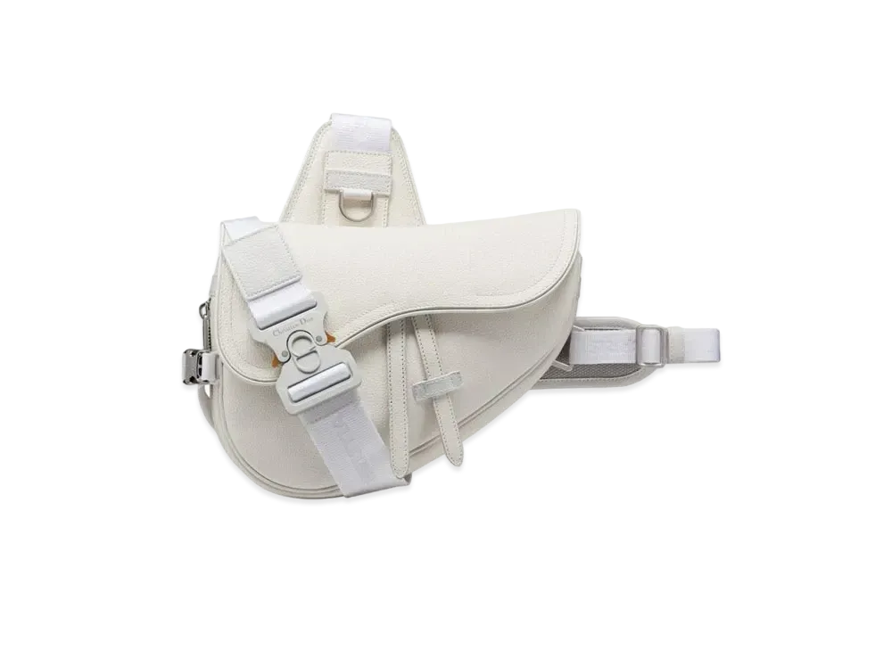 Dior x Sacai Saddle Bag Technical Fabric & Grained Calafskin "White"