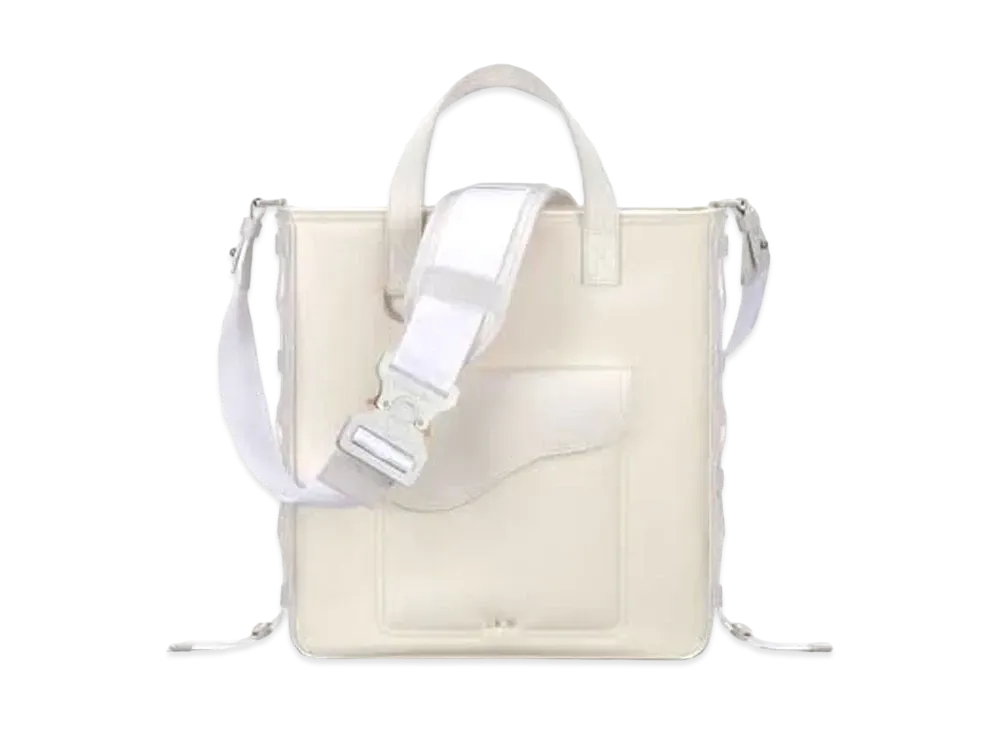 Dior x Sacai Saddle Tote Bag Technical Fabric & Grained Calafskin "White"