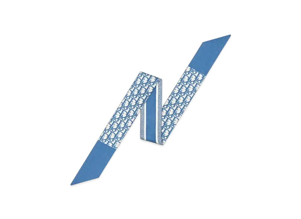 Dior Oblique Mitzah Scarf Cornflower Blue Silk Twill "Cornflower Blue"