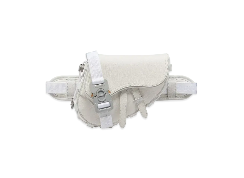 Dior x Sacai Saddle Mini Bag Technical Fabric & Grained Calafskin "White"