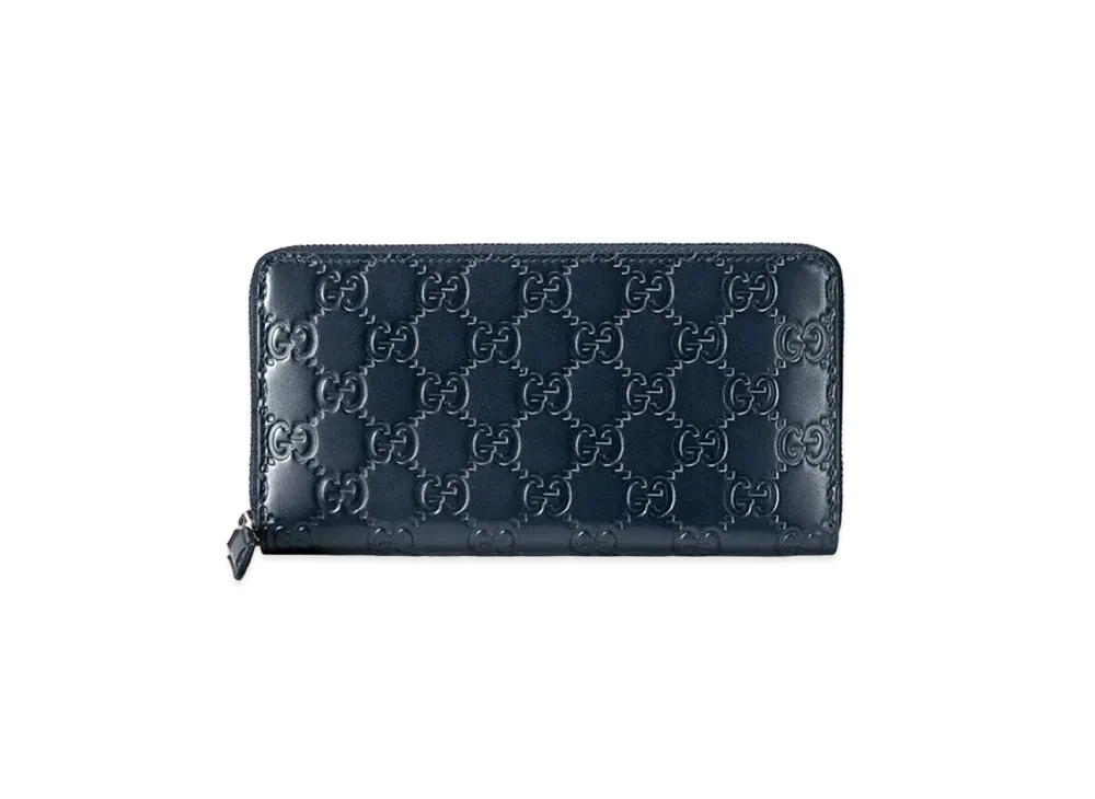 GUCCI Signature Avel Zip Around Wallet "Blue"