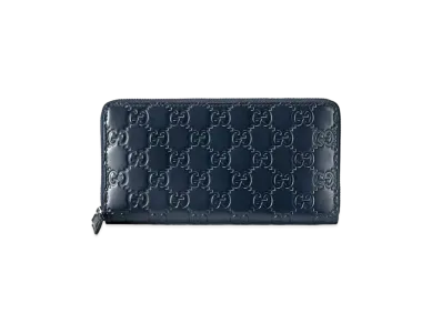 GUCCI Signature Avel Zip Around Wallet "Blue"