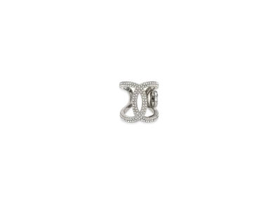 CHANEL Coco Mark Rhinestone Ring "Silver"