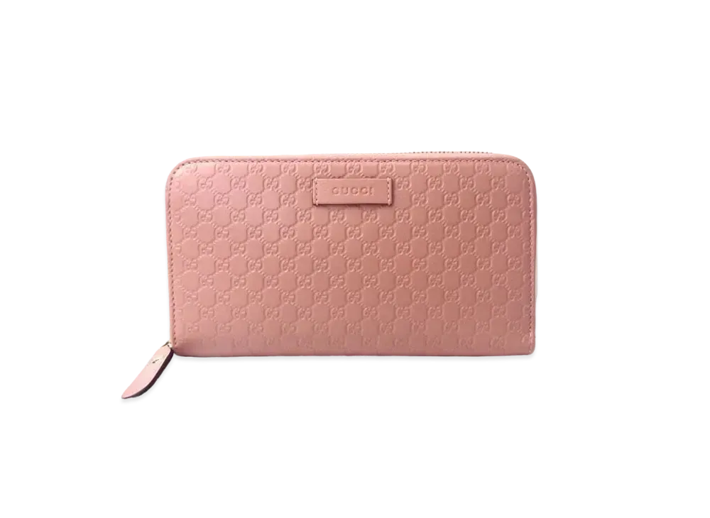 GUCCI Micro Guccissima Round Fastener Wallet "Pink"