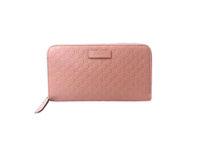 GUCCI Micro Guccissima Round Fastener Wallet "Pink"