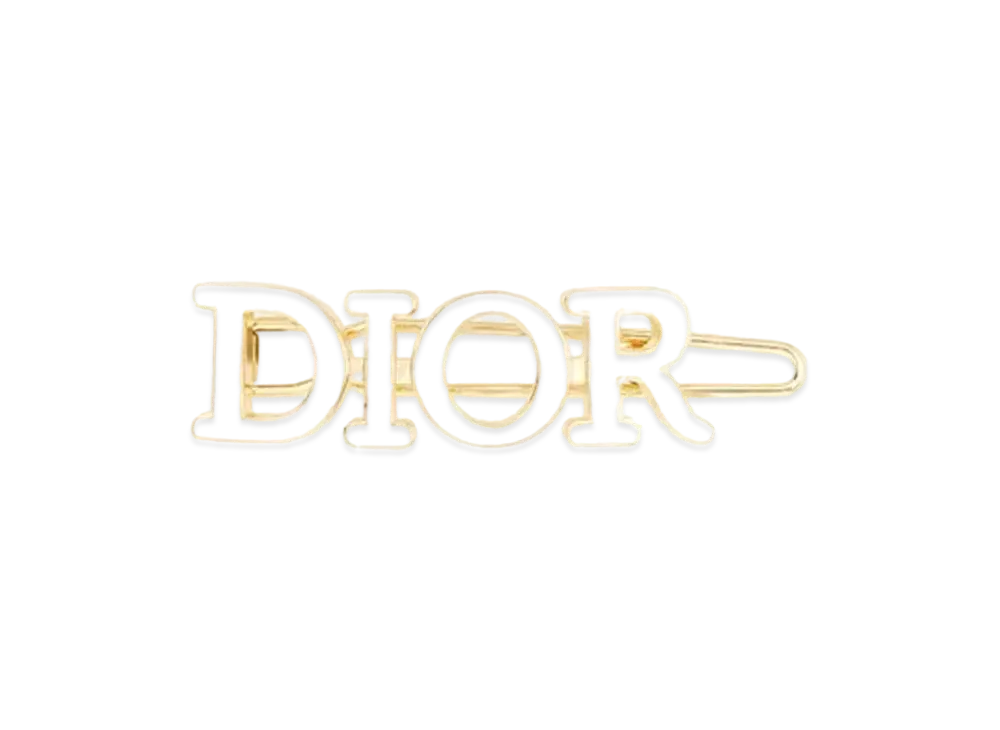 Dior Dio(r)evolution Barrette Gold-Finish Metal and White Lacquer "White"