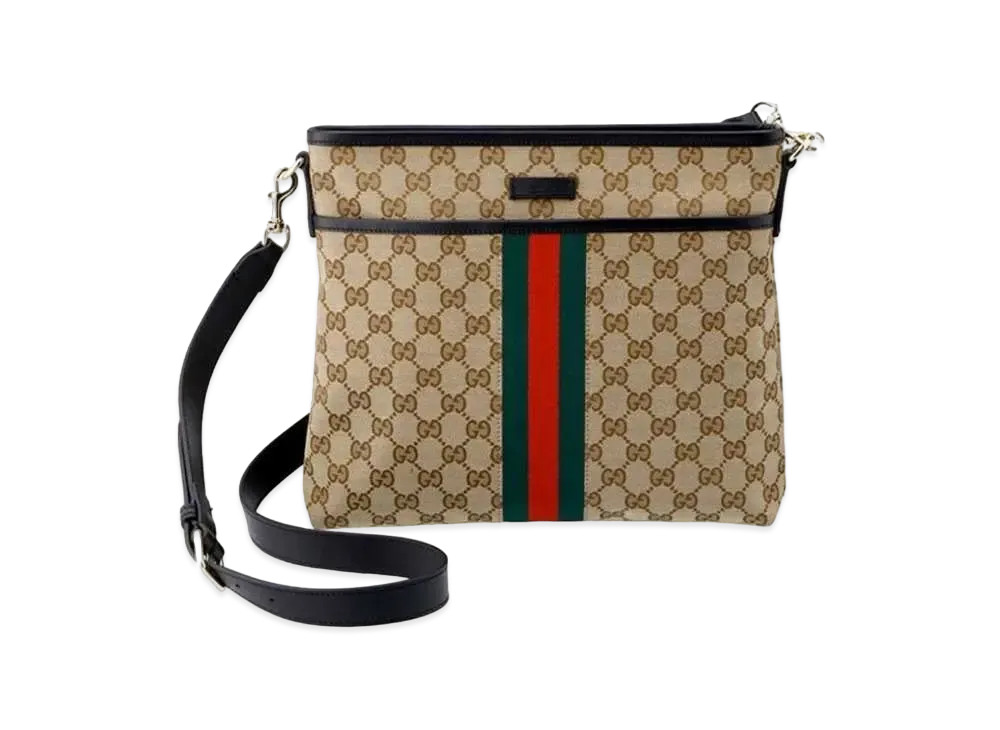 GUCCI GG Canvas Web Shoulder Bag "Beige/Ebony"