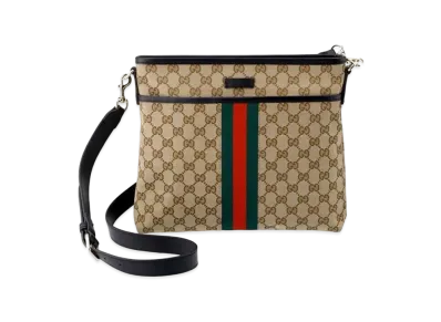 GUCCI GG Canvas Web Shoulder Bag "Beige/Ebony"