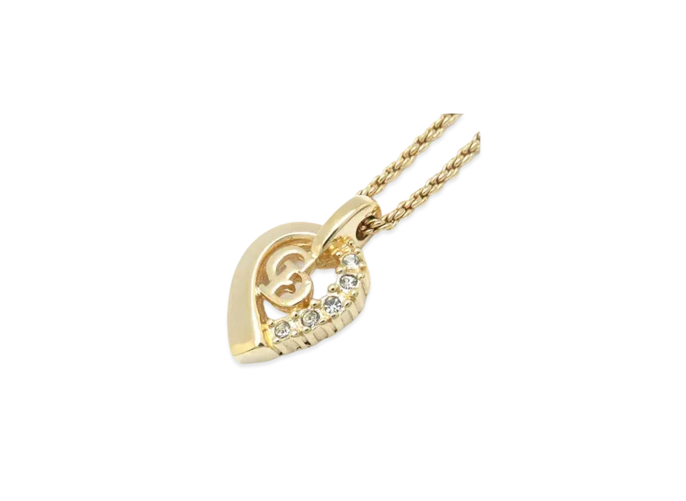 Dior CD Logo Rhinestone Necklace "Gold"