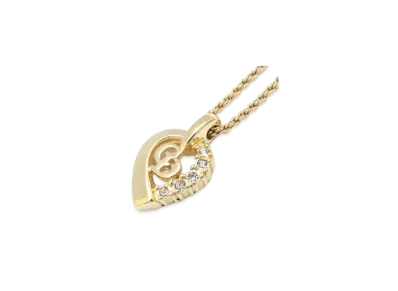 Dior CD Logo Rhinestone Necklace "Gold"