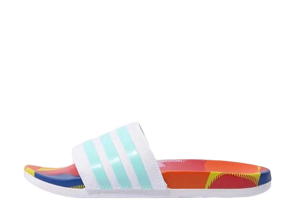 アディダス アディレッタ コンフォート サンダル "フットウェア ホワイト/クリア アクア/アクティブ ブルー"