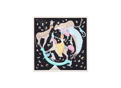 Hermes Hermes Story Scarf 90 "Noir/Yellow/Multicolore"