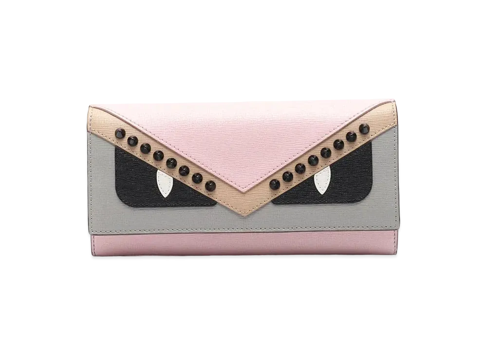 FENDI Bugs eye Monster Chain Wallet "Gray/Pink"
