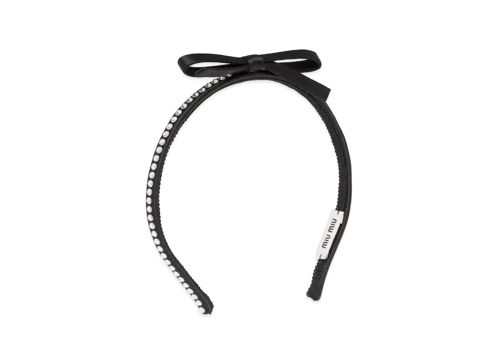 MIU MIU Silk Satin Headband "Black"